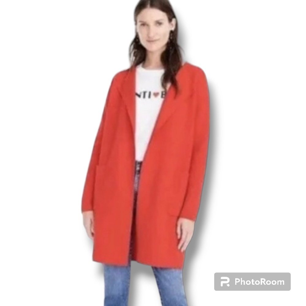 J. Crew 365 Juliette Orange Merino Wool Blend Long Cardigan Blazer